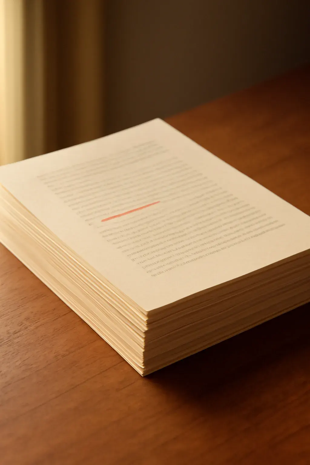 A stack of proofed pages in window light at the Lisbon studio.