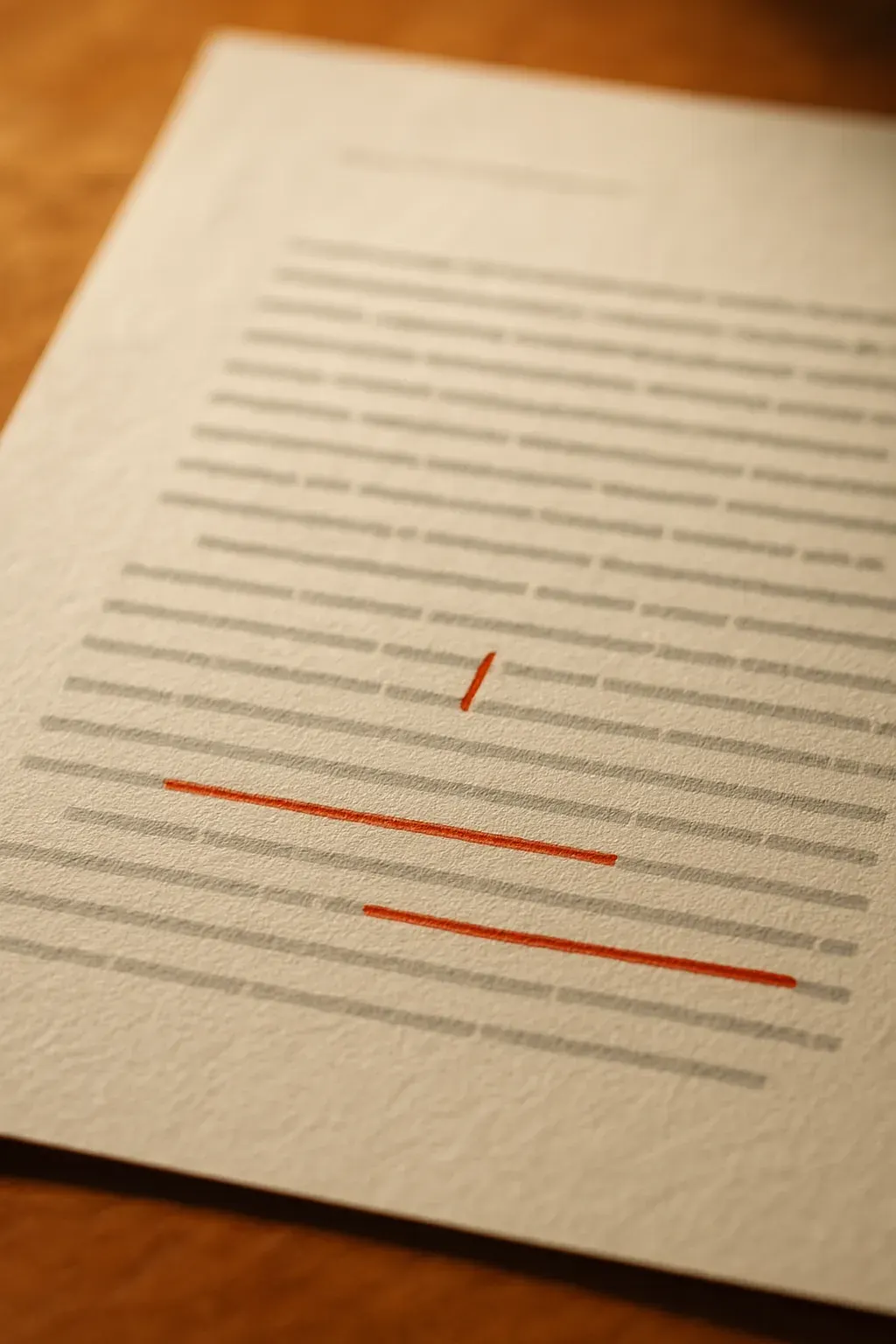 A manuscript page marked up with proofreading marks — caret, strike-through and underline.